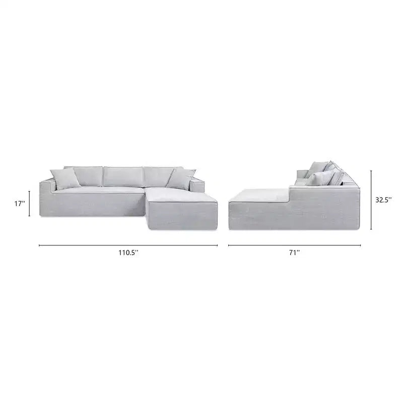 Divano componibile Brenley 110.5 RAF Sofà-in-a-Box, ciniglia grigio cenere