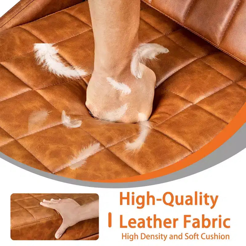 Sedia a dondolo in similpelle imbottita/tessuto Teddy, dondolo reclinabile moderno con sedile imbottito, base sicura in legno massello bianco/marrone