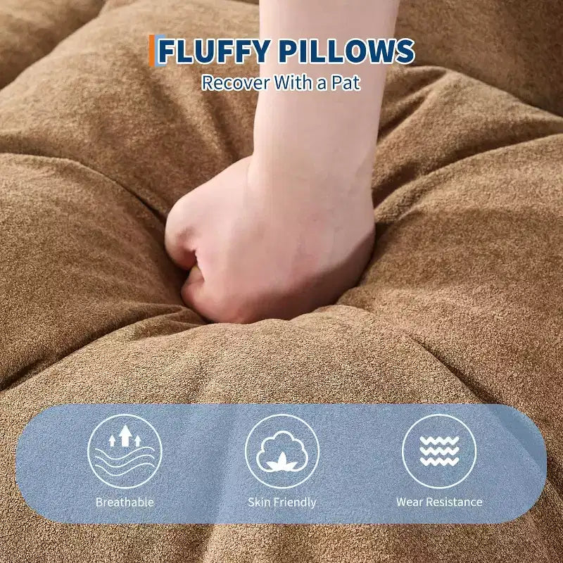 Cuccia Umana per Adulti, Comodo Divano Letto Relax con 2 Cuscini e 5 Posizioni Regolabili, Poltrona Lounge Rivestita in Ciniglia per Soggiorno Camera da Letto