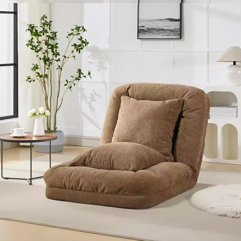 Cuccia Umana per Adulti, Comodo Divano Letto Relax con 2 Cuscini e 5 Posizioni Regolabili, Poltrona Lounge Rivestita in Ciniglia per Soggiorno Camera da Letto