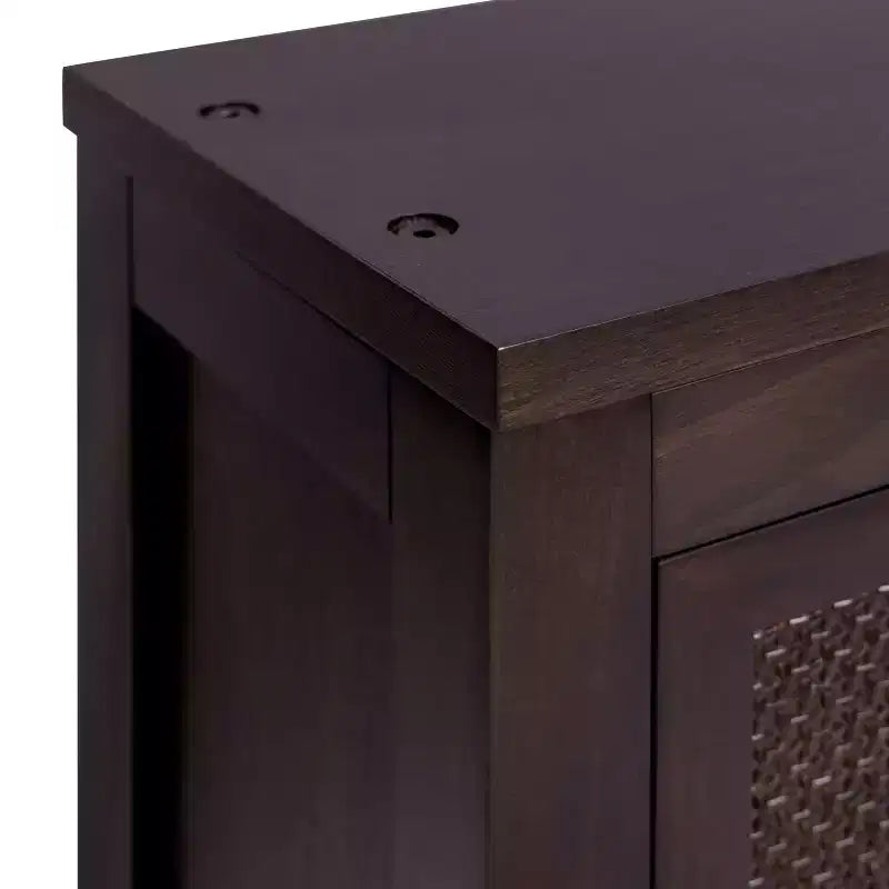 Pensile Moderno Boho a 2 Ante con Legno Massello e Dettagli in Rattan Naturale