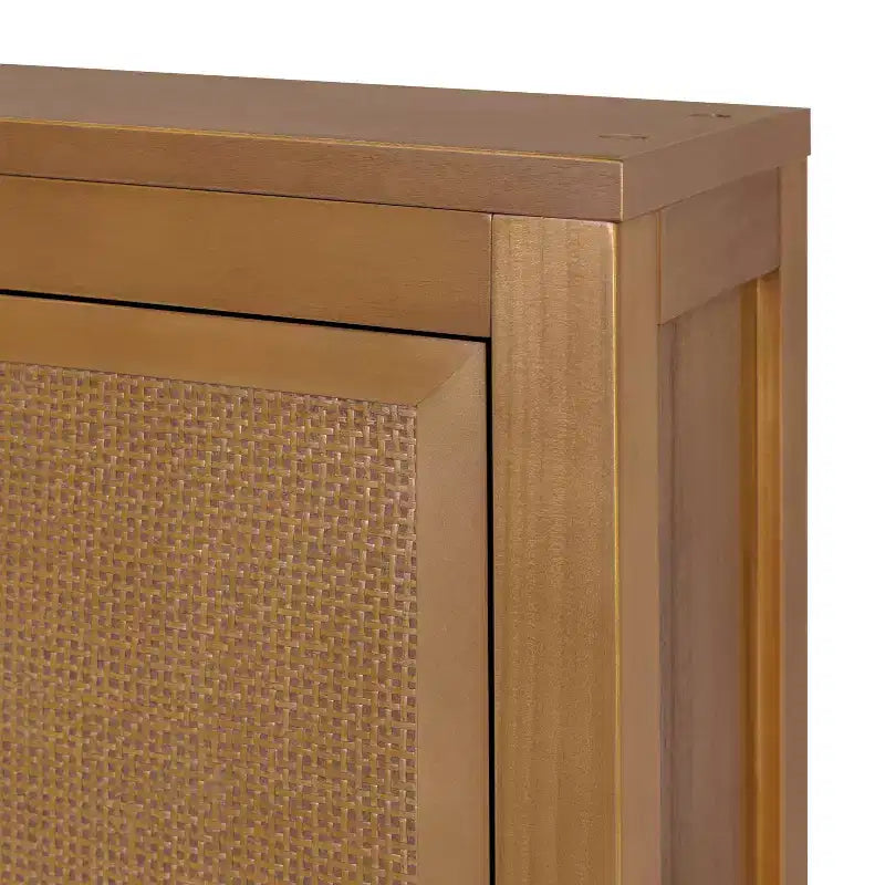 Pensile Moderno Boho a 2 Ante con Legno Massello e Dettagli in Rattan Naturale