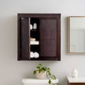 Hatteras Modern Boho 2-Door Wall Cabinet with Solid Wood & Natural Rattan Accents-Teamson Home