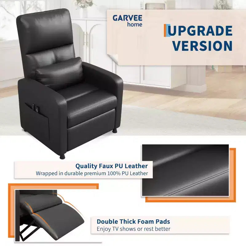 Poltrona reclinabile, reclinabile regolabile ergonomica imbottita, schienale alto, seduta imbottita, 2 tasche laterali, seduta home theater per soggiorno