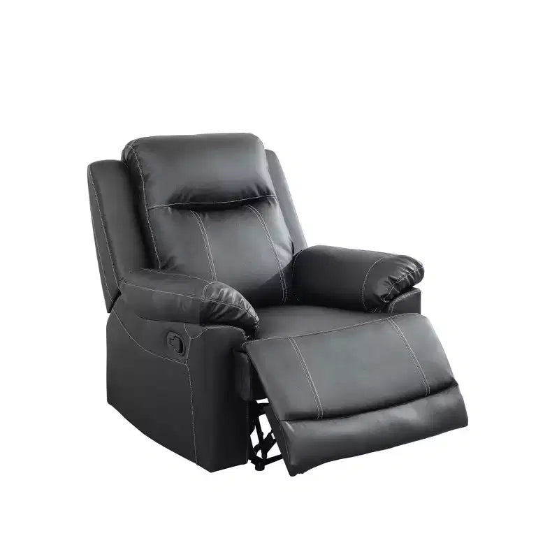 Poltrona Reclinabile, Poltrona Relax in Ecopelle Semi-PU Traspirante con Schienale Regolabile per Soggiorno, Nera
