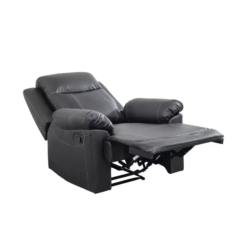 Poltrona Reclinabile, Poltrona Relax in Ecopelle Semi-PU Traspirante con Schienale Regolabile per Soggiorno, Nera