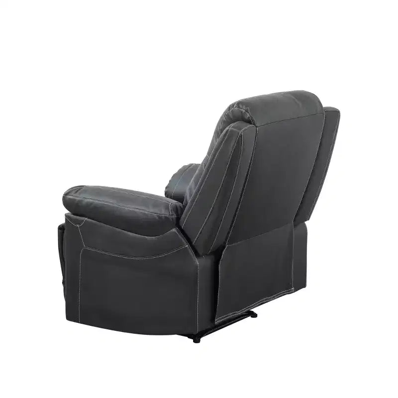 Poltrona Reclinabile, Poltrona Relax in Ecopelle Semi-PU Traspirante con Schienale Regolabile per Soggiorno, Nera