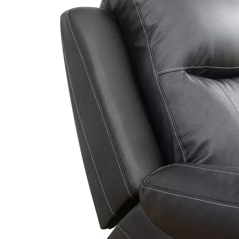 Poltrona Reclinabile, Poltrona Relax in Ecopelle Semi-PU Traspirante con Schienale Regolabile per Soggiorno, Nera