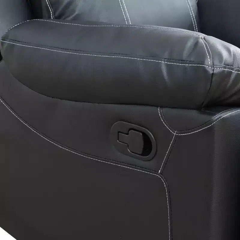 Poltrona Reclinabile, Poltrona Relax in Ecopelle Semi-PU Traspirante con Schienale Regolabile per Soggiorno, Nera