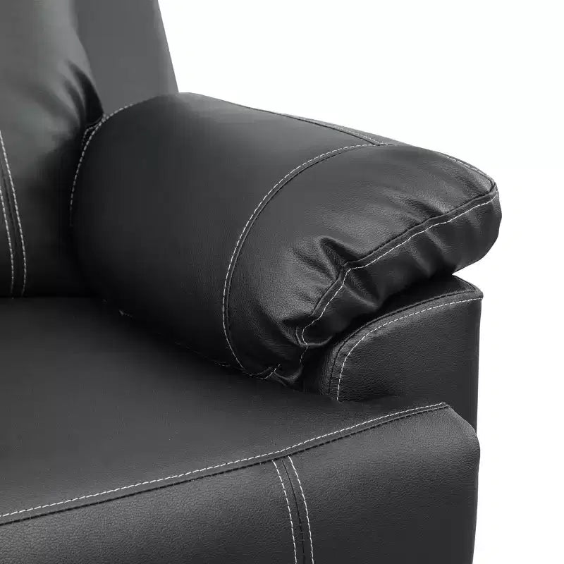 Poltrona Reclinabile, Poltrona Relax in Ecopelle Semi-PU Traspirante con Schienale Regolabile per Soggiorno, Nera