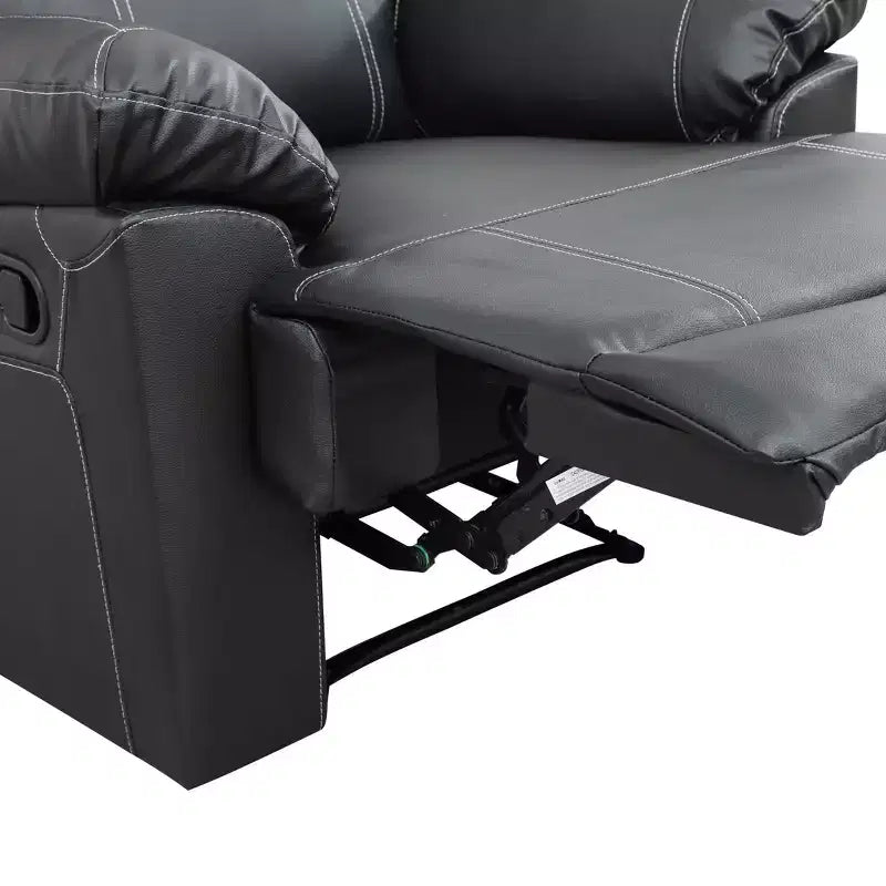 Poltrona Reclinabile, Poltrona Relax in Ecopelle Semi-PU Traspirante con Schienale Regolabile per Soggiorno, Nera
