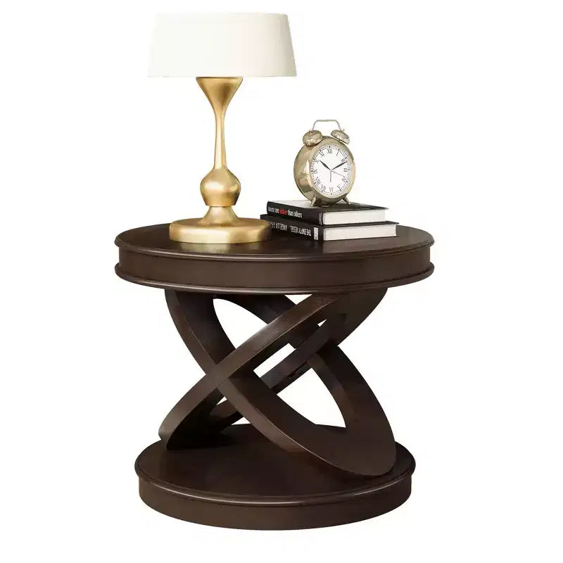 Tavolino Retrò con Struttura a X, Tavolino Laterale con Piano e Base Spessi, Tavolino d'Appoggio per Sala da Pranzo o Soggiorno, Espresso