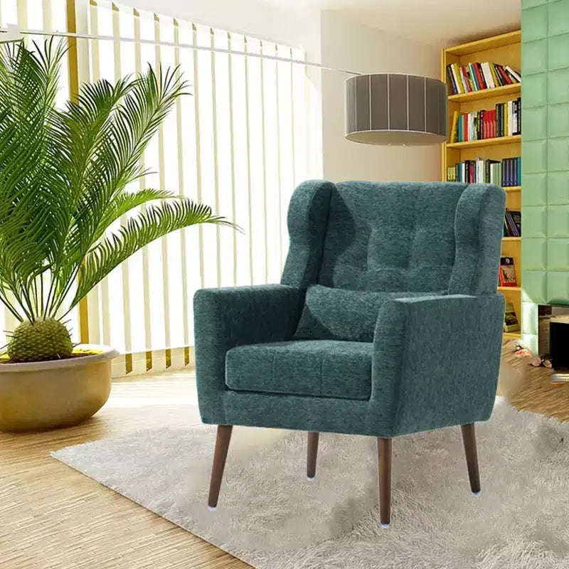 Moderna Poltrona Accent in ciniglia, schienale alto capitonné, cuscino in schiuma, sedia lounge imbottita per camera da letto o soggiorno