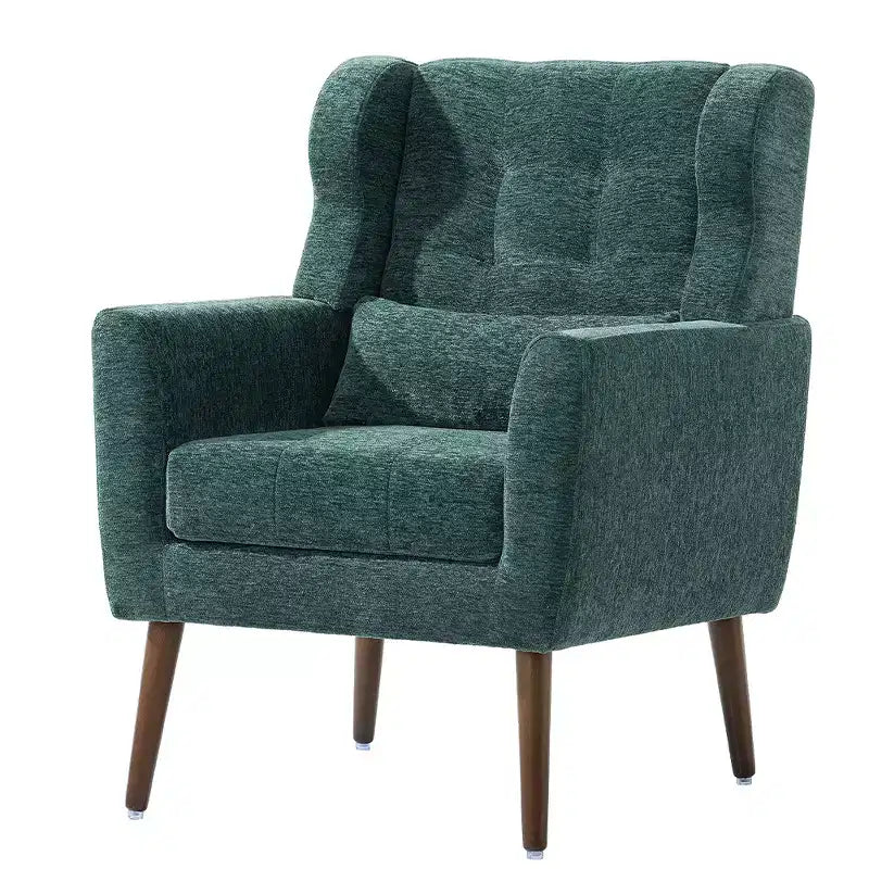 Moderna Poltrona Accent in ciniglia, schienale alto capitonné, cuscino in schiuma, sedia lounge imbottita per camera da letto o soggiorno
