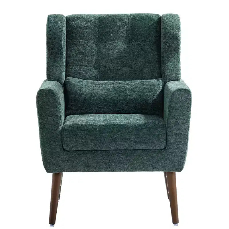 Moderna Poltrona Accent in ciniglia, schienale alto capitonné, cuscino in schiuma, sedia lounge imbottita per camera da letto o soggiorno