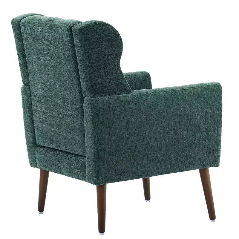 Moderna Poltrona Accent in ciniglia, schienale alto capitonné, cuscino in schiuma, sedia lounge imbottita per camera da letto o soggiorno