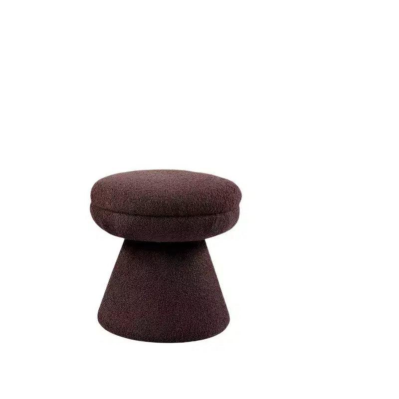 Sgabello d'accento a forma di fungo da 17,5", pouf rotondo in tessuto Teddy con base a piedistallo, pouf effetto montone per soggiorno, camera da letto, ingresso