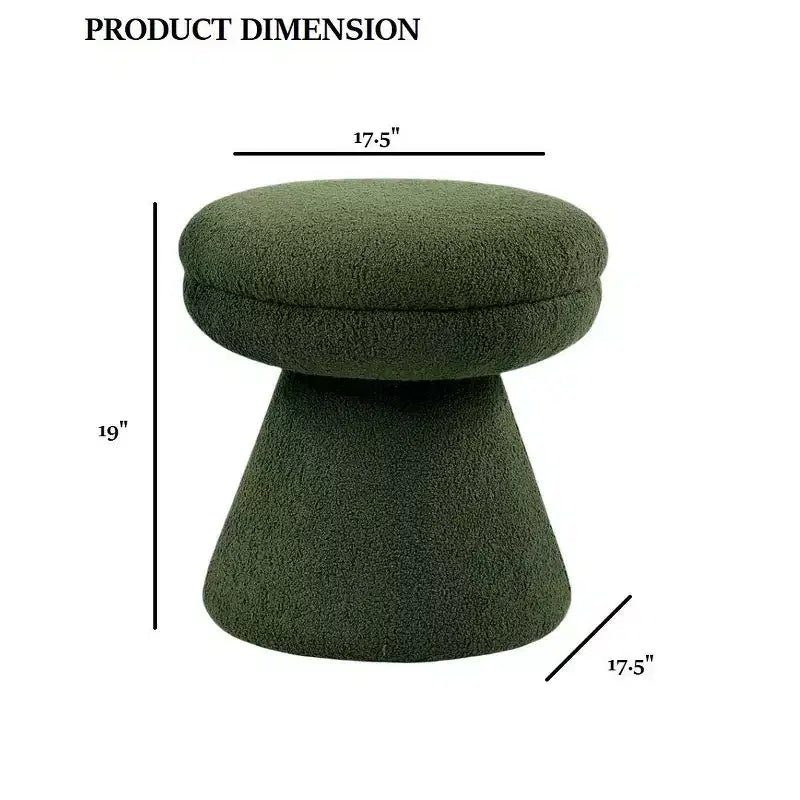 Sgabello d'accento a forma di fungo da 17,5", pouf rotondo in tessuto Teddy con base a piedistallo, pouf effetto montone per soggiorno, camera da letto, ingresso