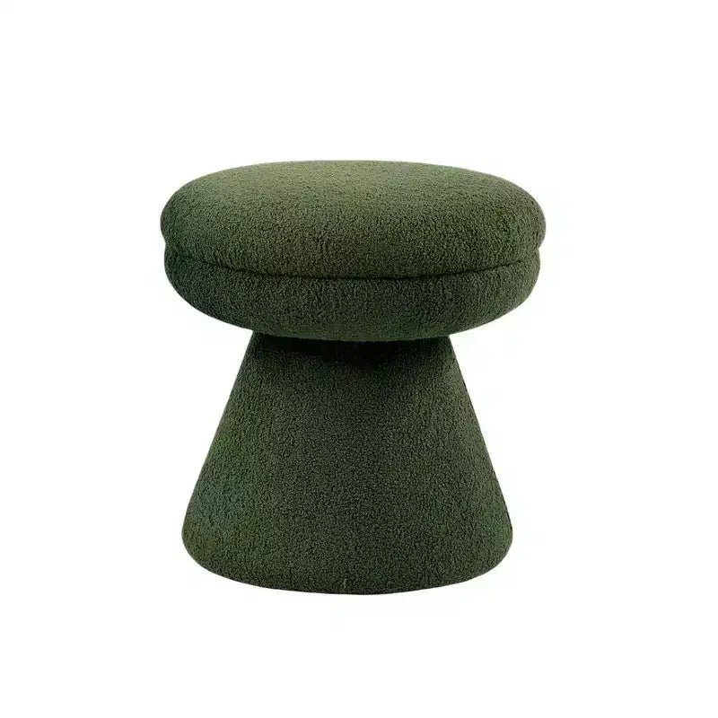 Sgabello d'accento a forma di fungo da 17,5", pouf rotondo in tessuto Teddy con base a piedistallo, pouf effetto montone per soggiorno, camera da letto, ingresso