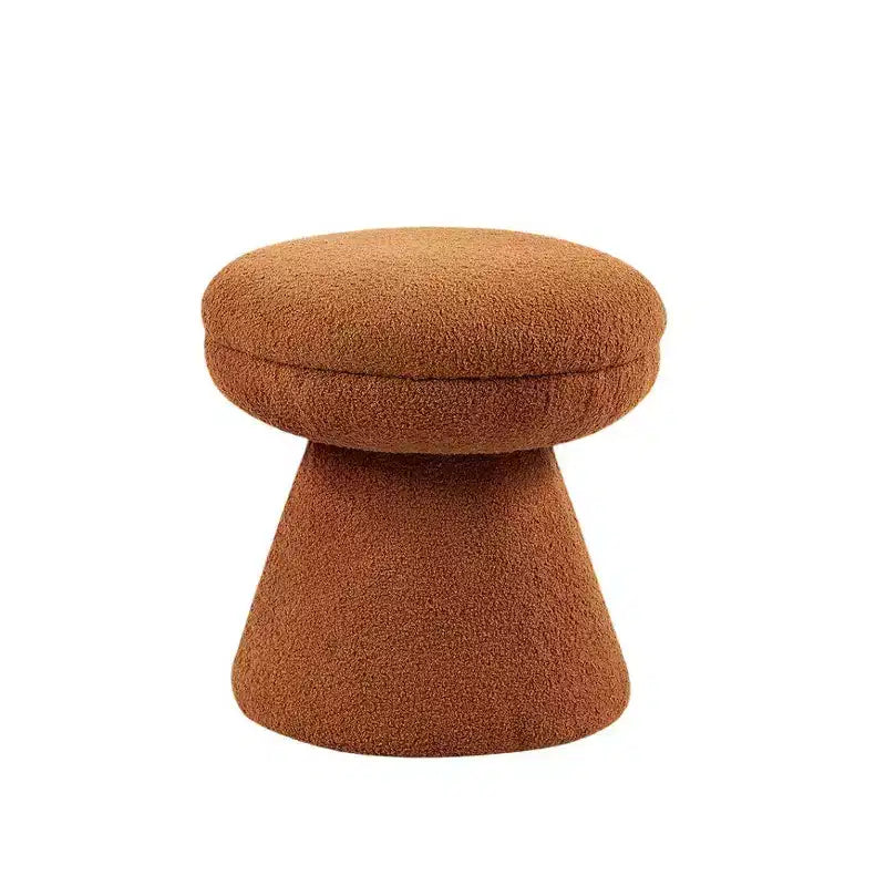 Sgabello d'accento a forma di fungo da 17,5", pouf rotondo in tessuto Teddy con base a piedistallo, pouf effetto montone per soggiorno, camera da letto, ingresso