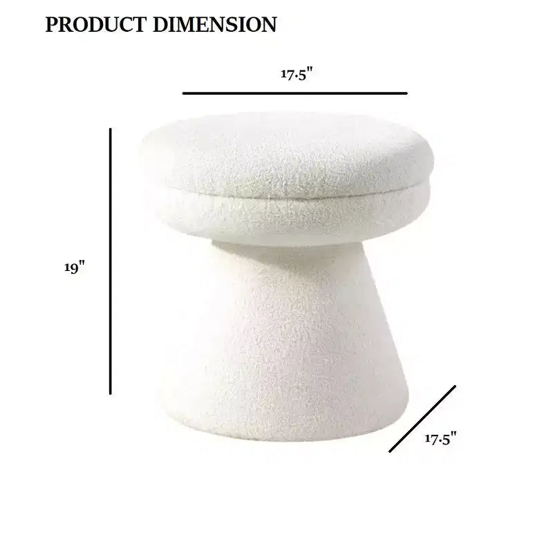 Sgabello d'accento a forma di fungo da 17,5", pouf rotondo in tessuto Teddy con base a piedistallo, pouf effetto montone per soggiorno, camera da letto, ingresso