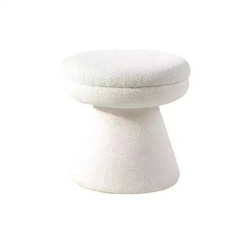 Sgabello d'accento a forma di fungo da 17,5", pouf rotondo in tessuto Teddy con base a piedistallo, pouf effetto montone per soggiorno, camera da letto, ingresso