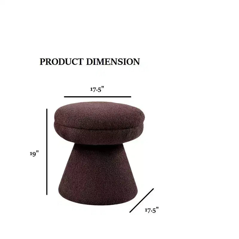 Sgabello d'accento a forma di fungo da 17,5", pouf rotondo in tessuto Teddy con base a piedistallo, pouf effetto montone per soggiorno, camera da letto, ingresso