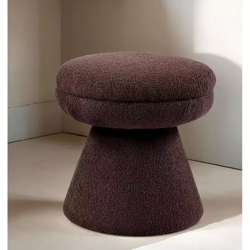 Sgabello d'accento a forma di fungo da 17,5", pouf rotondo in tessuto Teddy con base a piedistallo, pouf effetto montone per soggiorno, camera da letto, ingresso