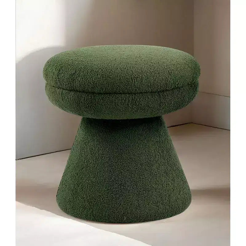 Sgabello d'accento a forma di fungo da 17,5", pouf rotondo in tessuto Teddy con base a piedistallo, pouf effetto montone per soggiorno, camera da letto, ingresso