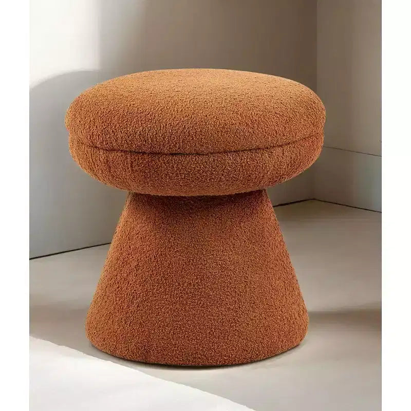 Sgabello d'accento a forma di fungo da 17,5", pouf rotondo in tessuto Teddy con base a piedistallo, pouf effetto montone per soggiorno, camera da letto, ingresso