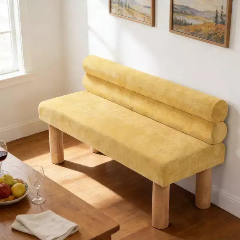 Panca da pranzo moderna imbottita Yuina con gambe in legno di gomma