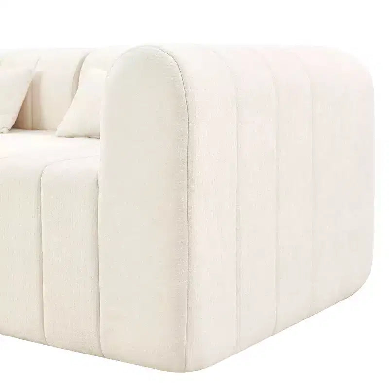 Divano componibile modulare da 145,5 pollici in poliestere beige, divano in spugna compressa da 4 pezzi per soggiorno