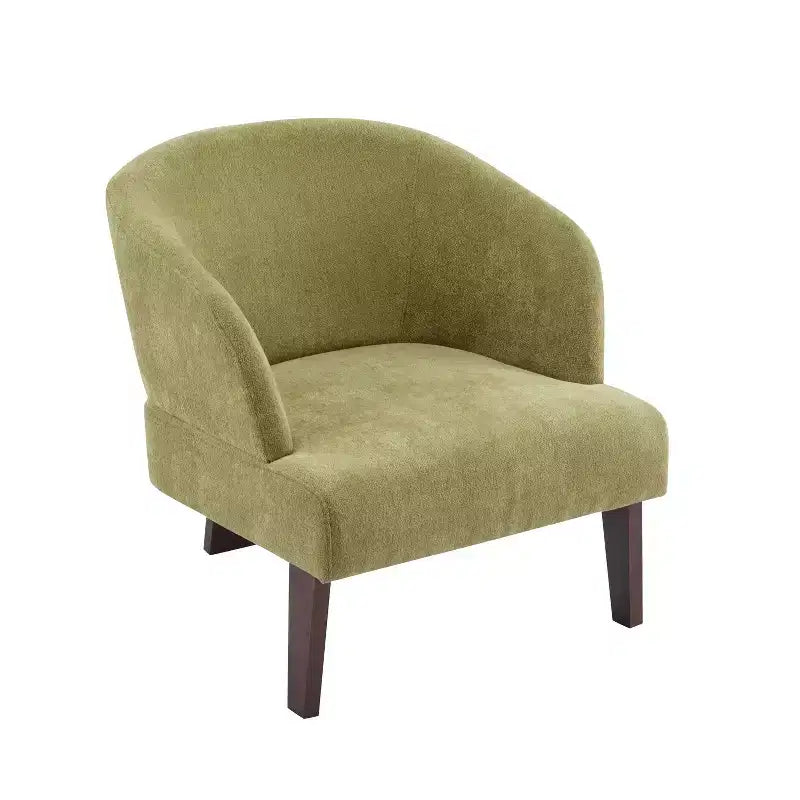 Poltrona Moderna con Schienale a Botte, Sedia Comoda Imbottita con 3 Gambe in Legno Massello, Poltrone a Botte per Soggiorno, Camera da Letto