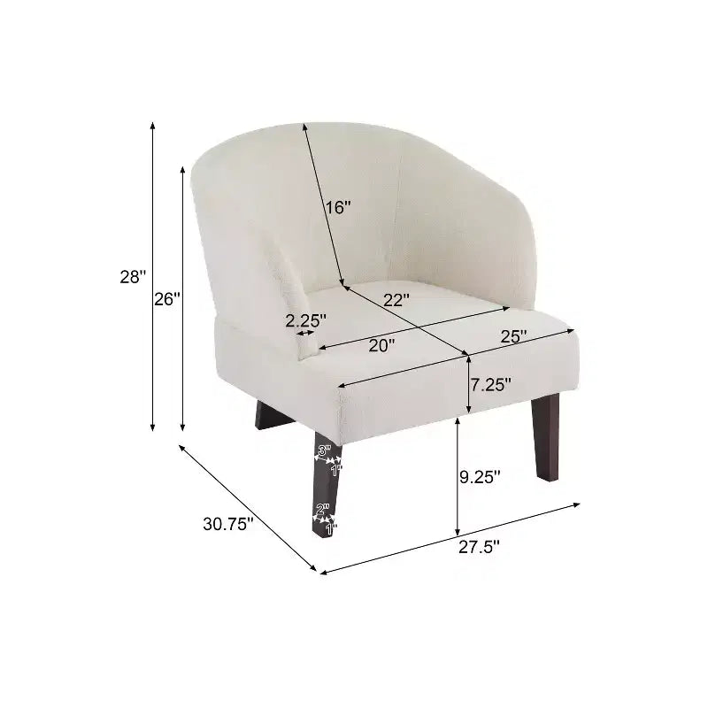 Poltrona Moderna con Schienale a Botte, Sedia Comoda Imbottita con 3 Gambe in Legno Massello, Poltrone a Botte per Soggiorno, Camera da Letto