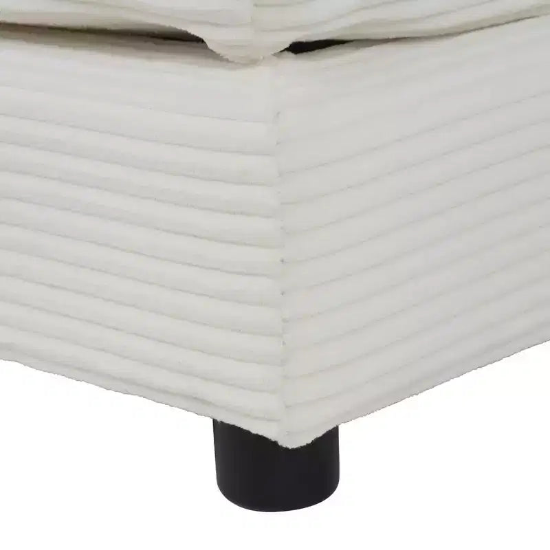 141.6 Divano modulare moderno, imbottito in velluto a coste, con quattro cuscini, per soggiorno, colore beige