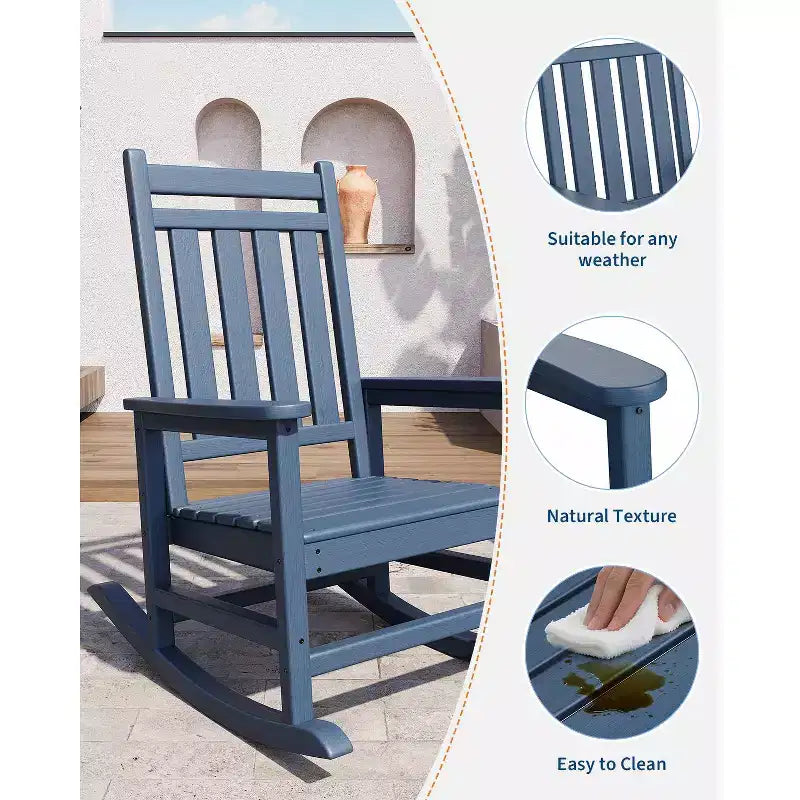 Sedia a dondolo da esterno, sedia da giardino resistente alle intemperie per patio, sedia a dondolo in HDPE per adulti, dondolo per portico anteriore per giardino, cortile, terrazza
