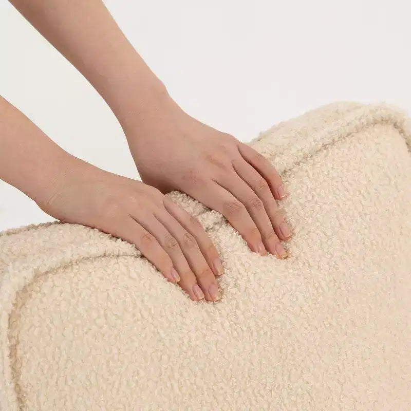 Divano componibile in tessuto orsetto oversize da 335 cm, divano moderno completamente imbottito con sei cuscini
