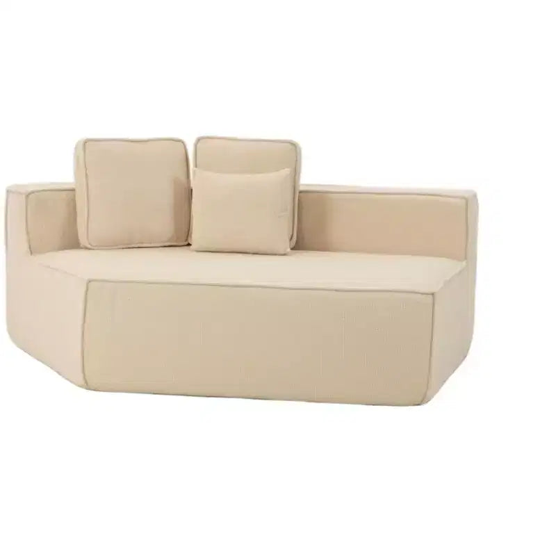 Divano componibile in tessuto orsetto oversize da 335 cm, divano moderno completamente imbottito con sei cuscini