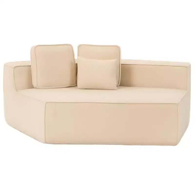 Divano componibile in tessuto orsetto oversize da 335 cm, divano moderno completamente imbottito con sei cuscini