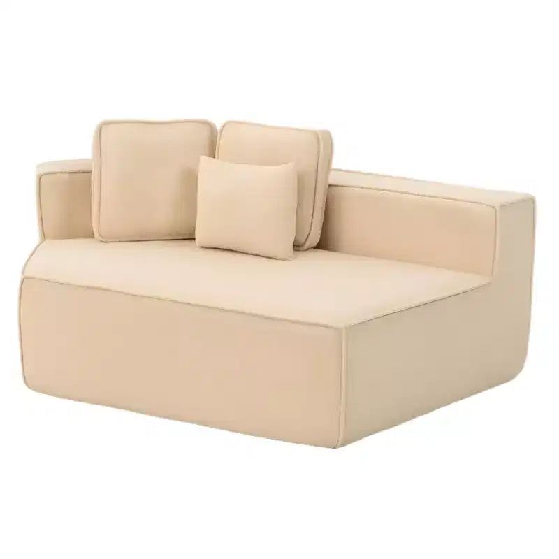 Divano componibile in tessuto orsetto oversize da 335 cm, divano moderno completamente imbottito con sei cuscini