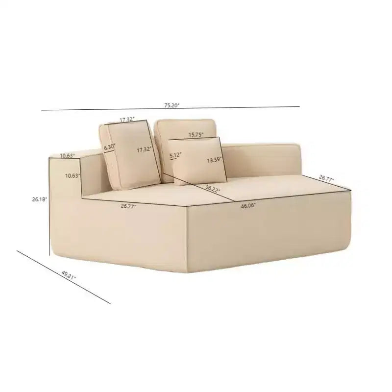 Divano componibile in tessuto orsetto oversize da 335 cm, divano moderno completamente imbottito con sei cuscini