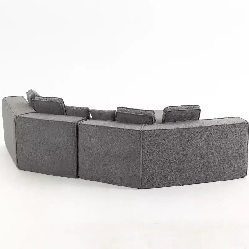 Divano componibile in tessuto orsetto oversize da 335 cm, divano moderno completamente imbottito con sei cuscini