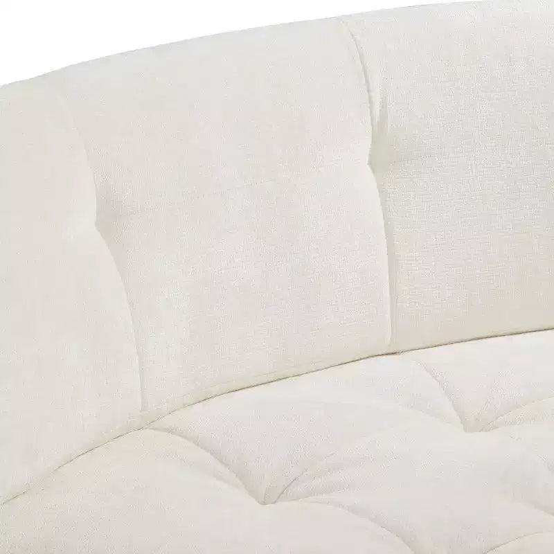 Divano sezionale moderno a L da 119'', divano angolare curvo a destra in stile minimalista con braccioli, design trapuntato, nessun montaggio richiesto