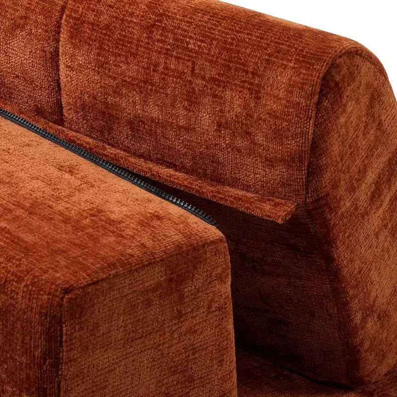 Divano sezionale moderno a L da 119'', divano angolare curvo a destra in stile minimalista con braccioli, design trapuntato, nessun montaggio richiesto