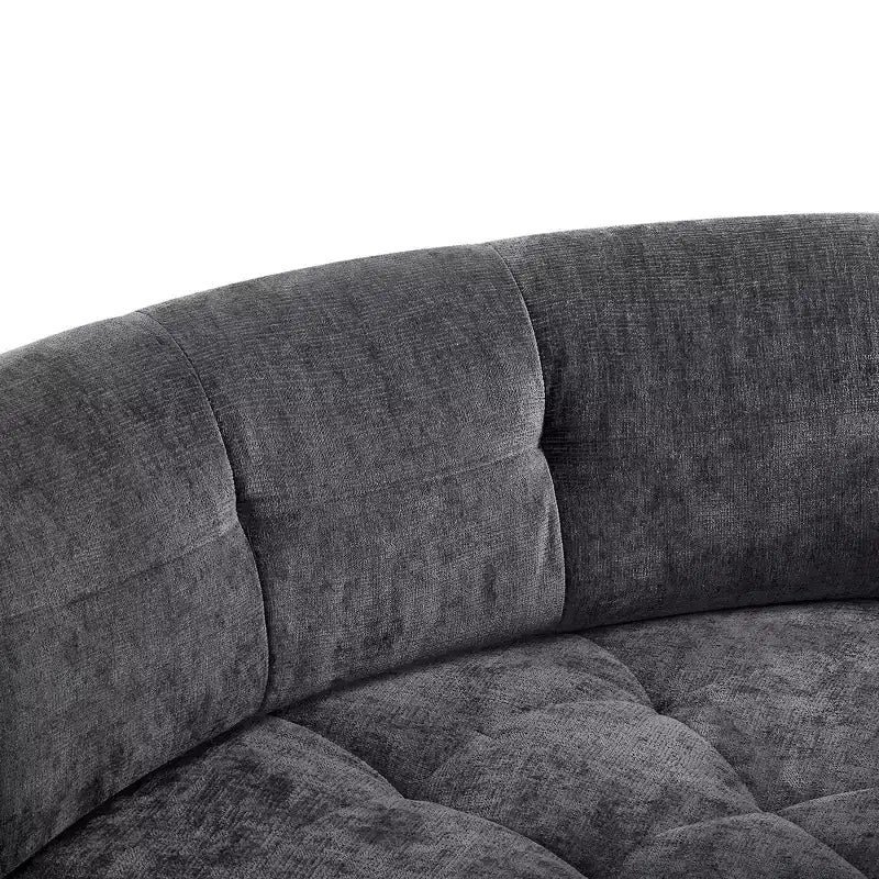 Divano sezionale moderno a L da 119'', divano angolare curvo a destra in stile minimalista con braccioli, design trapuntato, nessun montaggio richiesto