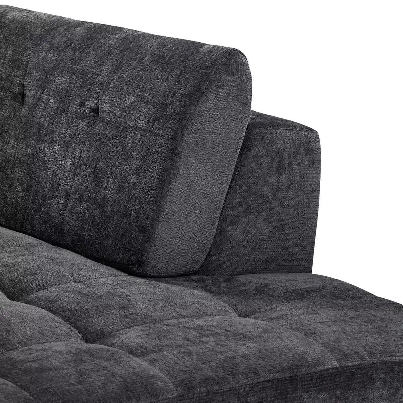 Divano sezionale moderno a L da 119'', divano angolare curvo a destra in stile minimalista con braccioli, design trapuntato, nessun montaggio richiesto