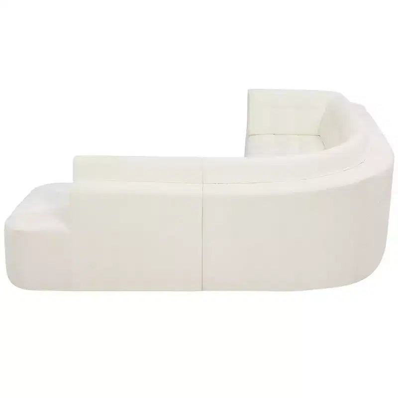 Divano sezionale moderno a L da 119'', divano angolare curvo a destra in stile minimalista con braccioli, design trapuntato, nessun montaggio richiesto