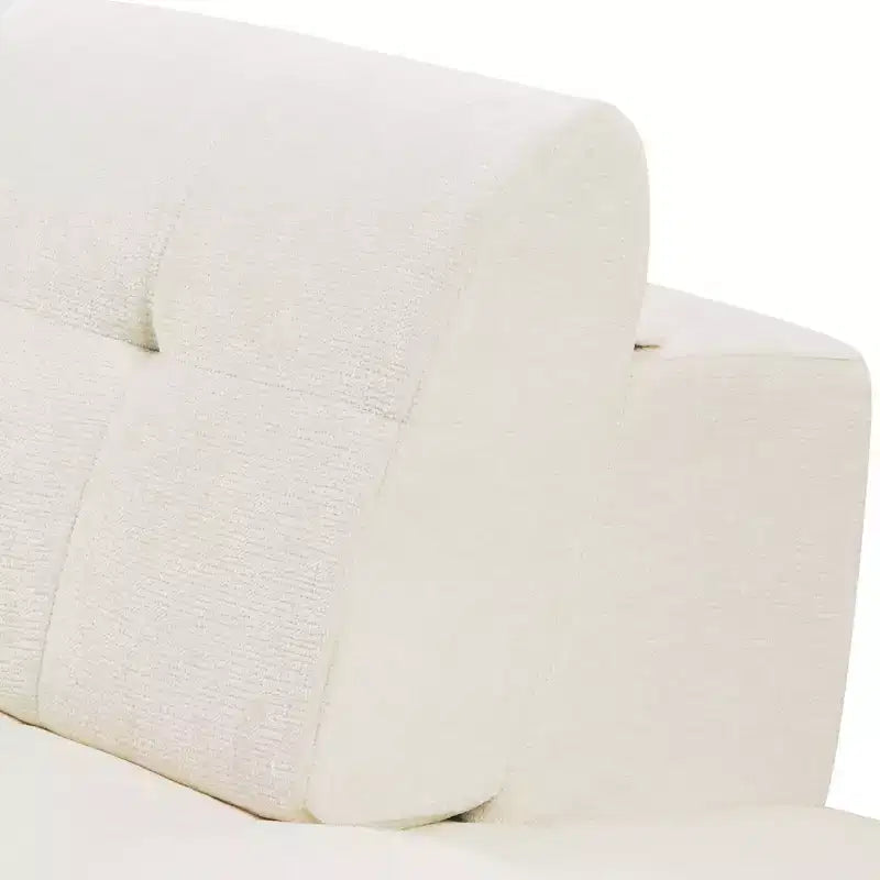 Divano sezionale moderno a L da 119'', divano angolare curvo a destra in stile minimalista con braccioli, design trapuntato, nessun montaggio richiesto