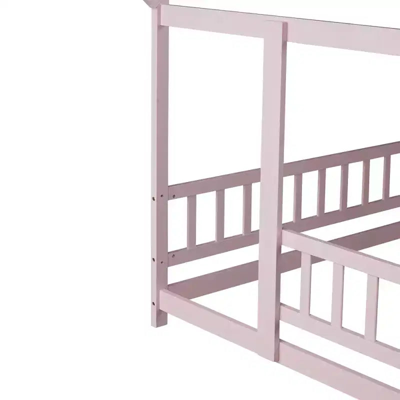 Letto a capanna a grandezza naturale con tetto, sponde di sicurezza, letto a capanna in legno con recinzione, non è richiesta la rete a doghe