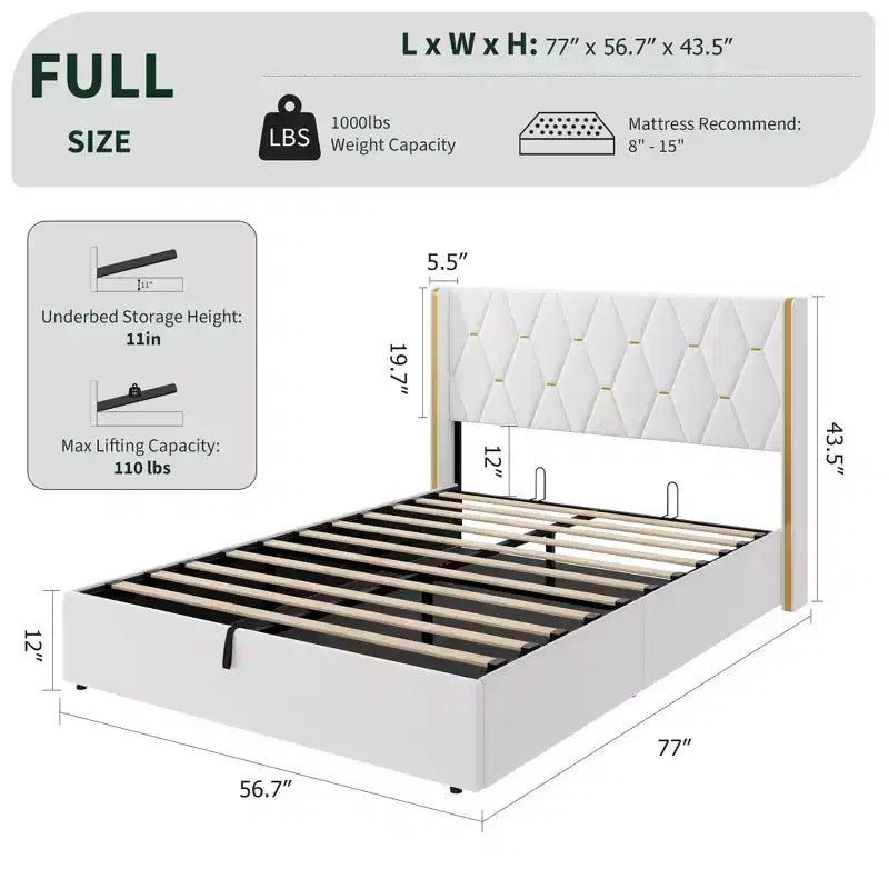 Letto matrimoniale contenitore con sollevamento in velluto, contenitore idraulico sottostante, letto imbottito a piattaforma, supporto con doghe in legno, non necessita di rete a molle
